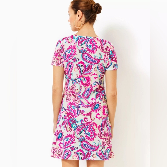 Lilly Pulitzer Nwot Cody Floral T-Shirt Swing Mini Dress Coconut Flitting About - Picture 11 of 14